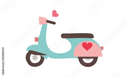 A super cute, chibi-style scooter with rounded features and a pastel color palette