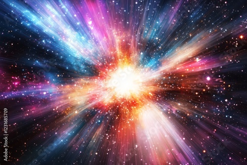 A breathtaking cosmic explosion with vivid colors and radiant light, capturing the beauty of the universe.