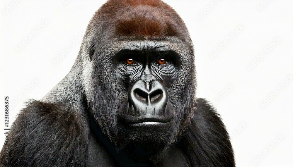 Obraz premium Young Silverback Gorilla in front of a white background 