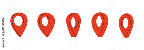 Set of hand draw map pins illustration