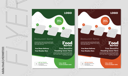 Modern and new   restaurant  menu food flyer Design  A4 size . Food delivery flyer pamphlet brochure design vector template.   