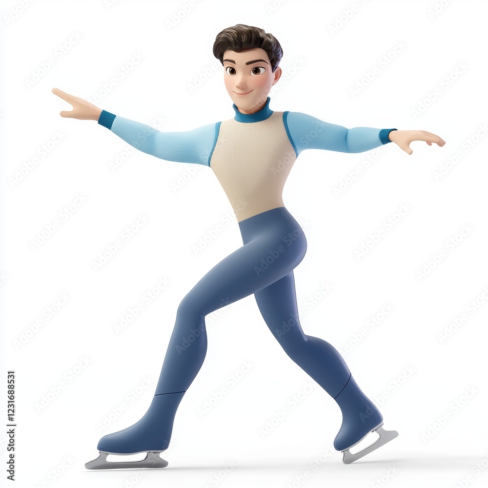 Figure skater spinning elegantly on the ice, isolated on a clean white background Figure skater spinning elegantly on the ice, isolated on a clean white background