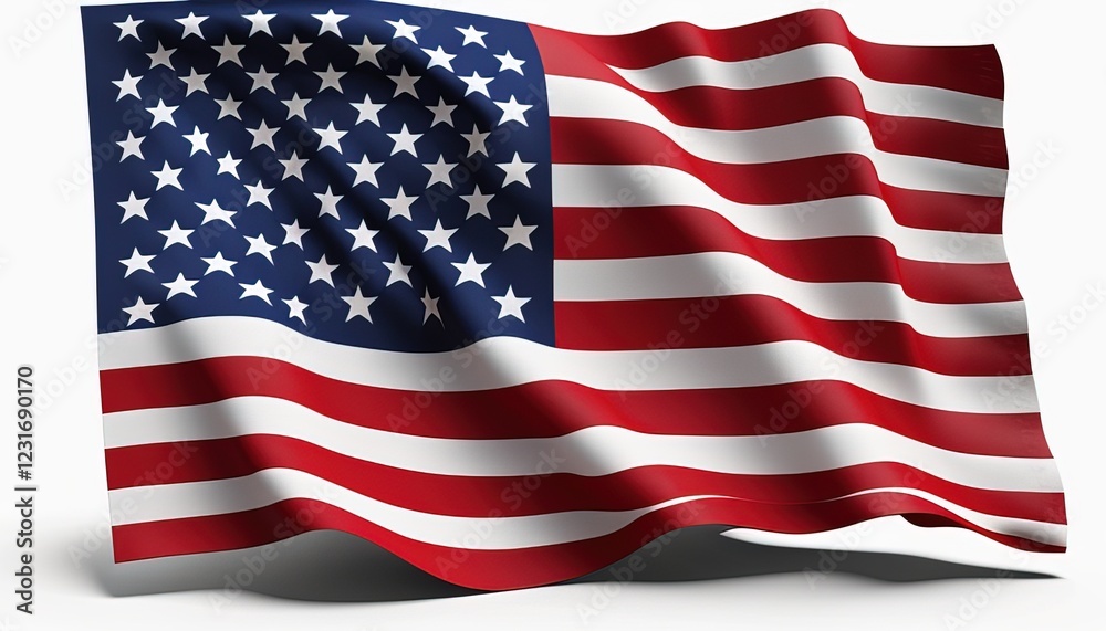 Fototapeta premium United States flag on white background.