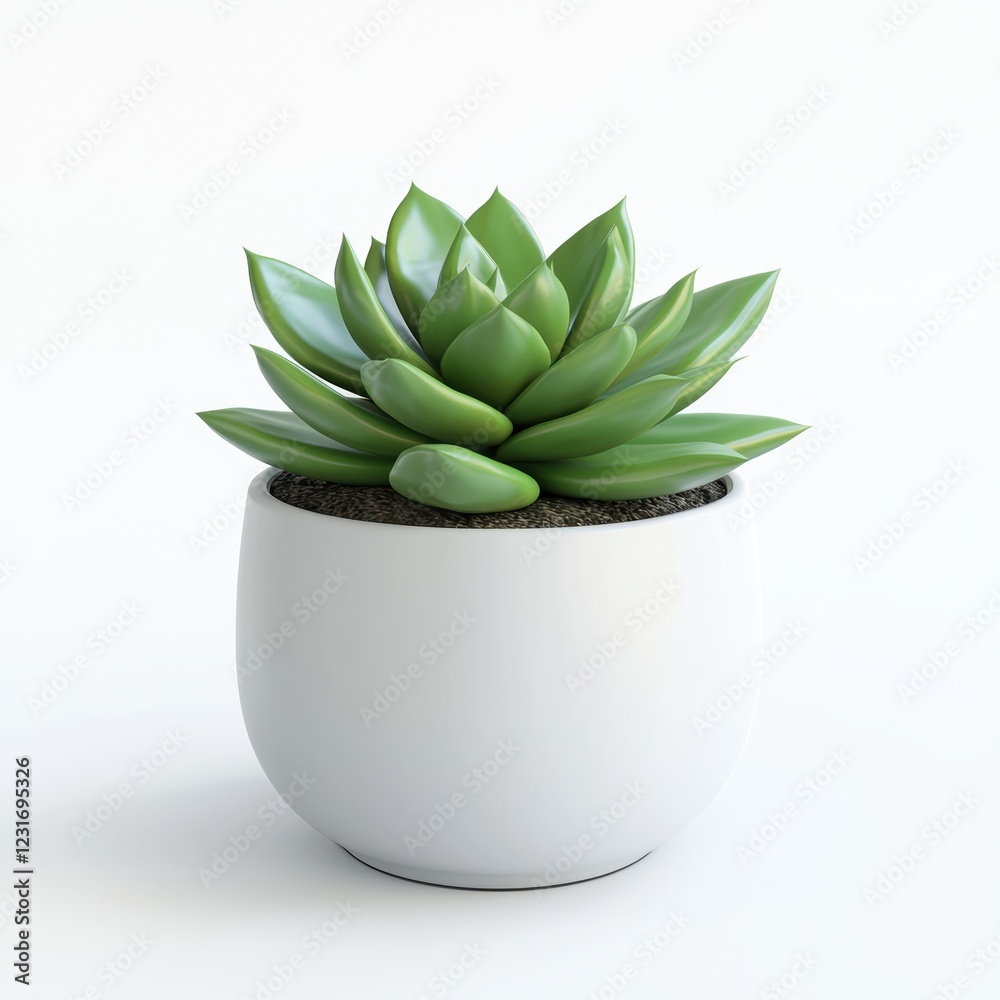 Small potted succulent in a minimalist ceramic pot, placed on a bright white background Small potted succulent in a minimalist ceramic pot, placed on a bright white background