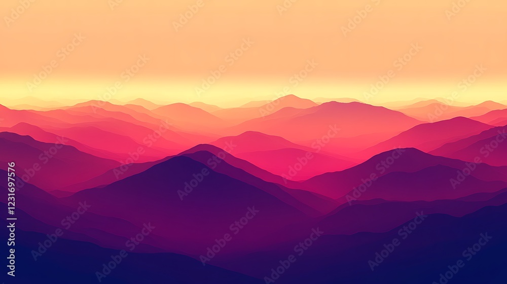 Vibrant Sunset Over Rolling Mountain Ranges Vibrant Sunset Over Rolling Mountain Ranges