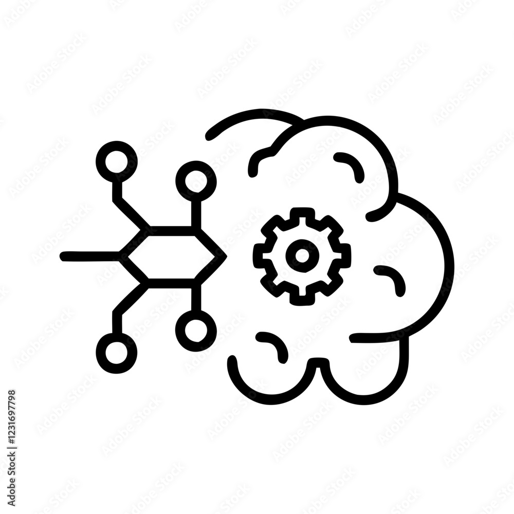 Flat AI Icon Design for Artificial Intelligence and Machine Learning Applications Flat AI Icon Design for Artificial Intelligence and Machine Learning Applications