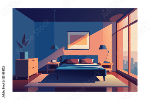 bed in the bedroom