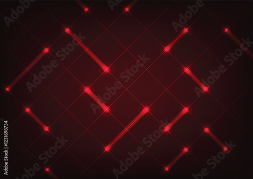 Square dark red tech light line pattern background