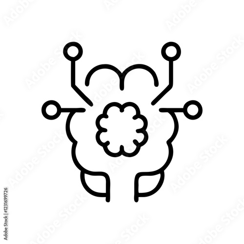 Artificial Intelligence Icon in Flat Style for Tech and AI System Design