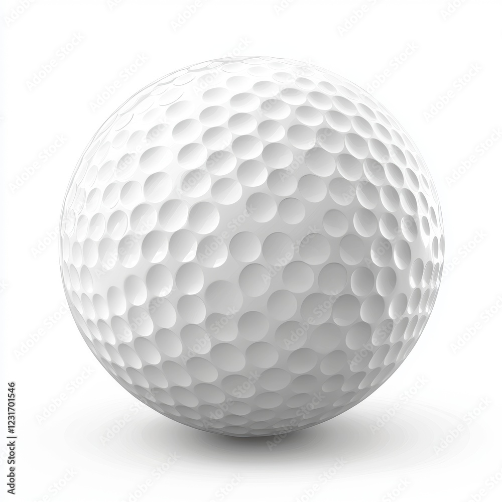 White golf ball with a dimpled texture, ready for a swing, isolated on a clean white background White golf ball with a dimpled texture, ready for a swing, isolated on a clean white background