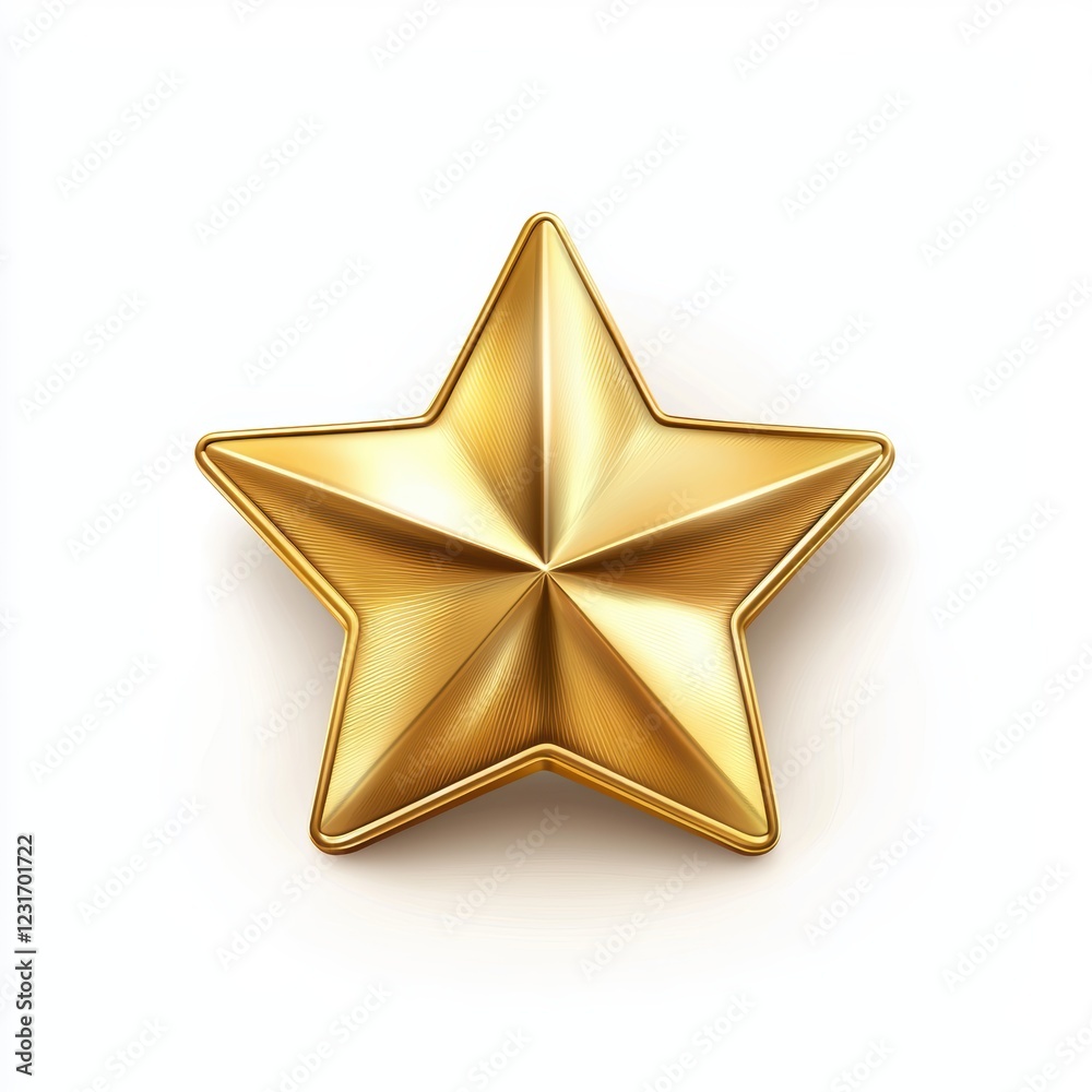Gold-plated star with a brushed metal texture, isolated on a clean white background Gold-plated star with a brushed metal texture, isolated on a clean white background