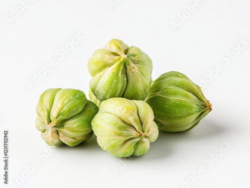 Fresh Green Tomatillos on Light Background for Culinary Use photo