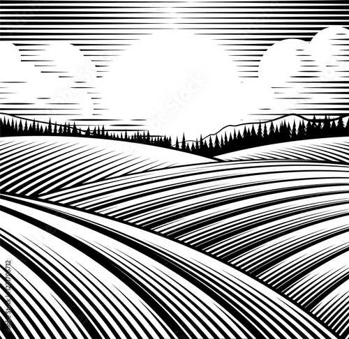 Rolling Hills Drawing In A ...