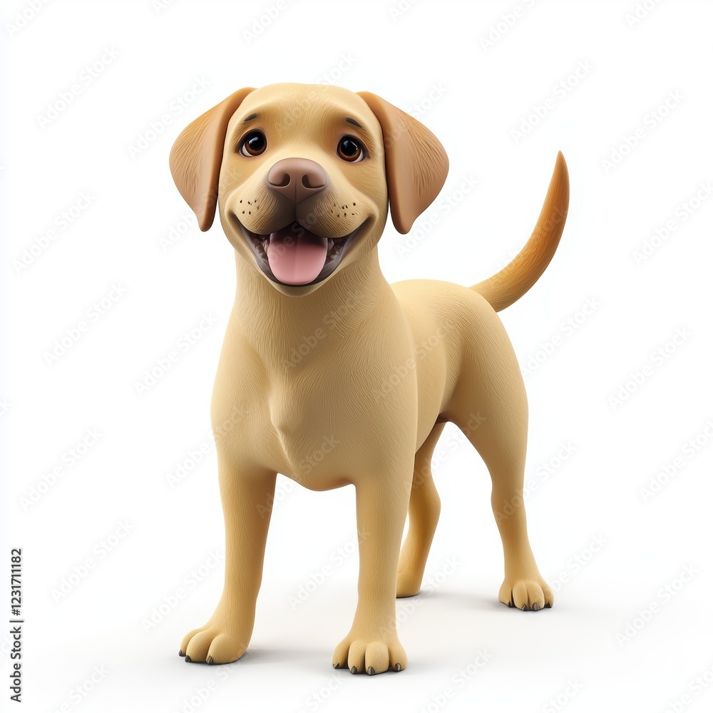 Fototapeta premium Labrador Retriever with a happy expression and wagging tail, isolated on a clean white background