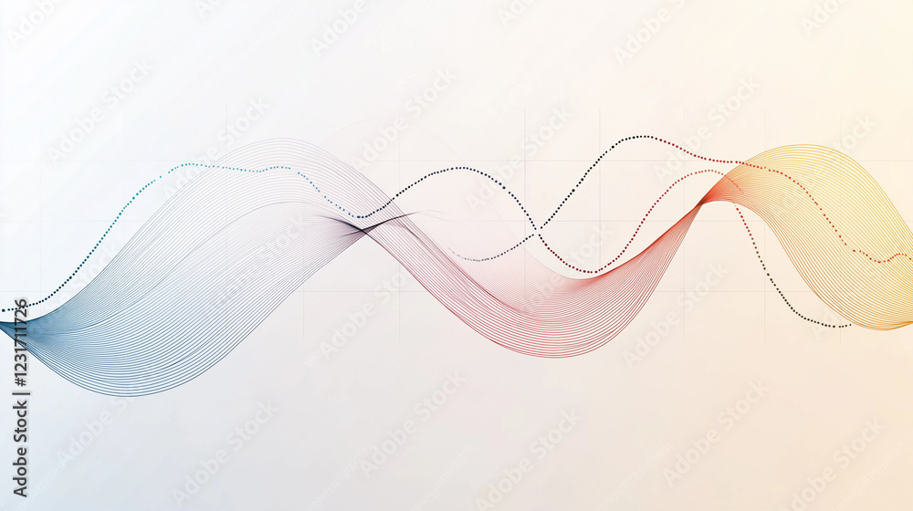 Obraz premium An elegant line graph showing clear trends over time, with smooth lines in various colors for comparison. Data points are marked along the line, set against a subtle grid for better visualization.