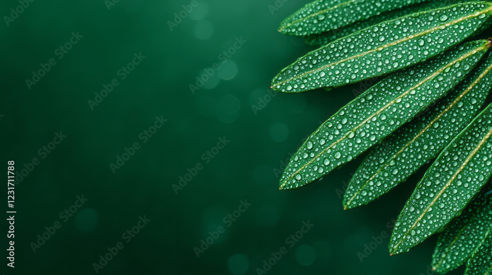 Obraz premium A refined macro shot of cypress foliage where each needle stands out, with subtle splashes of garden color melting into bokeh behind,