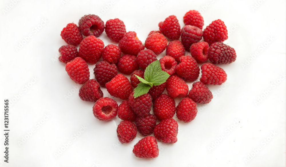 Ripe sweet raspberries with heart shape Ripe sweet raspberries with heart shape