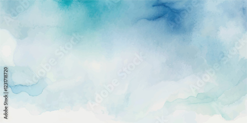 
A Soft and Calming Watercolor Illustration of a Light Blue Sky with Gentle, Abstract Clouds, Perfect for Creating a Peaceful and Relaxing Environment, Ideal for Enhancing Your Surroundings with a Ser