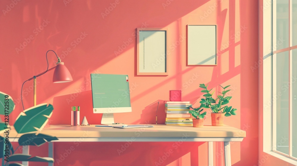 Fototapeta premium Creative Workspace: Blank Note Pad on Desk for Education, Study, and Work Productivity