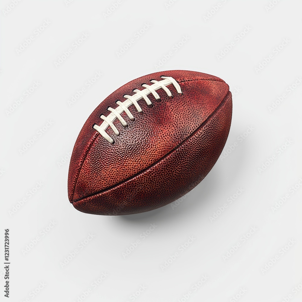 Official-size American football with a textured grip surface, placed on a bright white background Official-size American football with a textured grip surface, placed on a bright white background