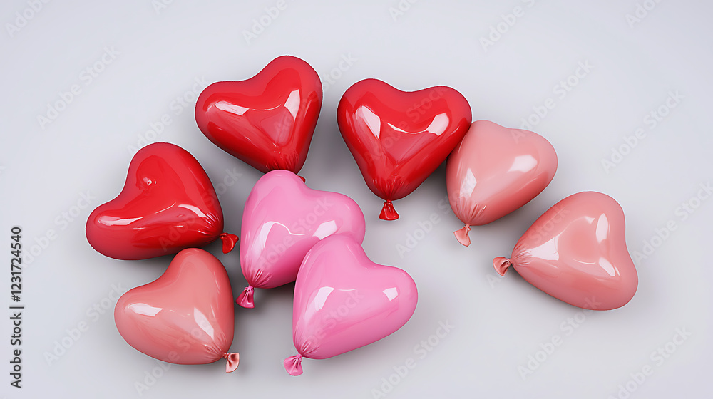 Fototapeta premium A bunch of red balloons with hearts on them