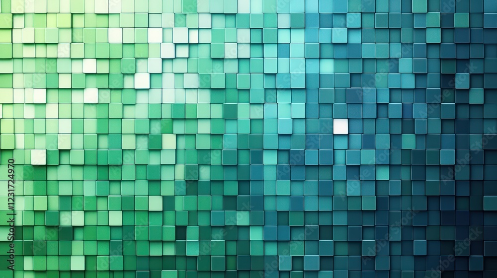 Abstract teal green cube mosaic background texture