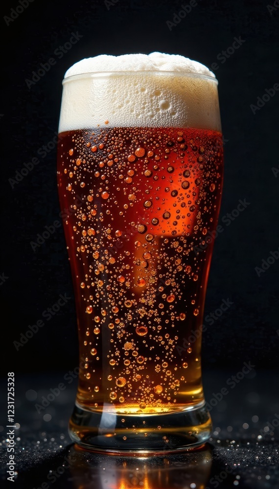 Intense dark beer bubbles, intricate patterns , macro shot, beer, black Intense dark beer bubbles, intricate patterns , macro shot, beer, black