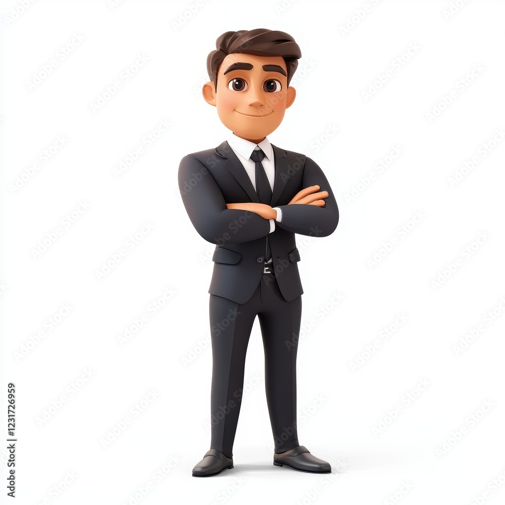 Professional businessman in a suit, standing with folded arms, ready for branding placement, isolated on a clean white background Professional businessman in a suit, standing with folded arms, ready for branding placement, isolated on a clean white background