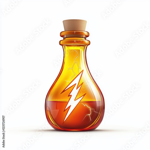 Power-up potion bottle with a lightning bolt icon, centered on a clean white background