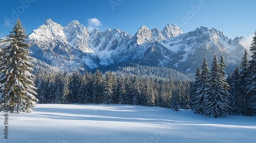Snow-Covered Polish Tatra Mountains in Winter