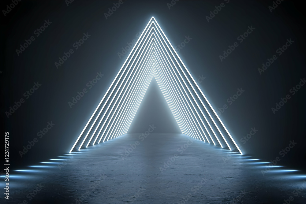 Naklejka premium Glowing Neon Triangle Pathway