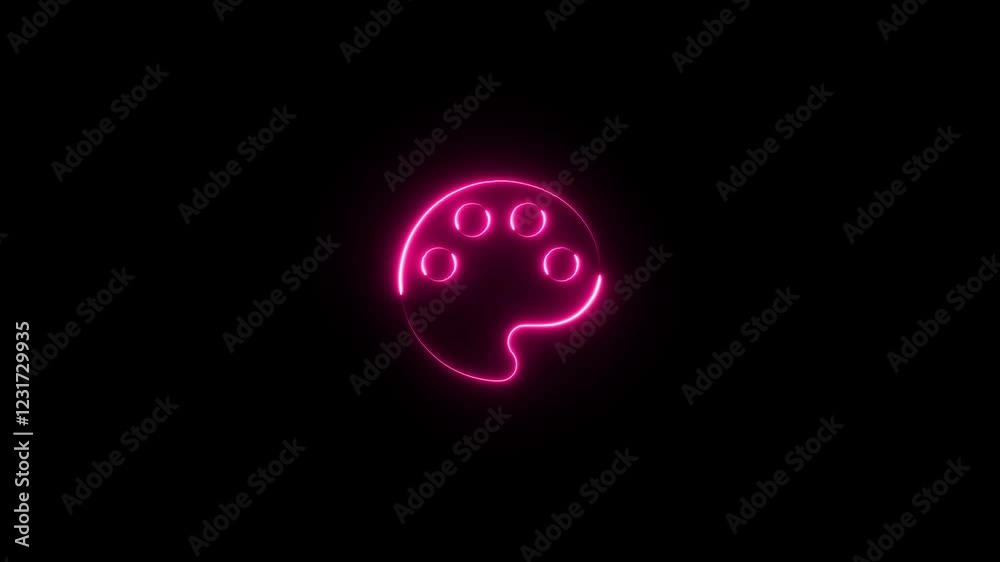 Neon color solid icon glowing black background animation