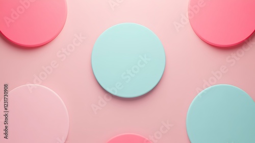 Wallpaper Mural Soft Pastel Circles in Complementary Colors Against a Light Pink Background for Minimalist Design Torontodigital.ca