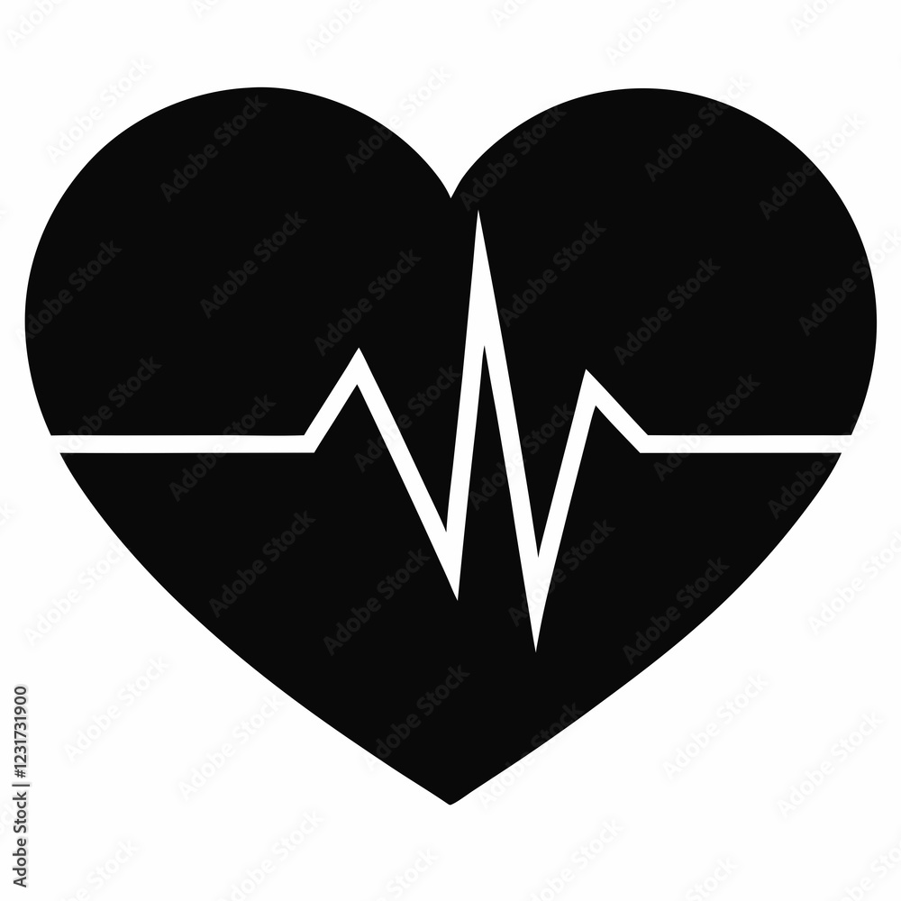 Black Silhouette of a Soft Heartbeat Vector Illustration Black Silhouette of a Soft Heartbeat Vector Illustration