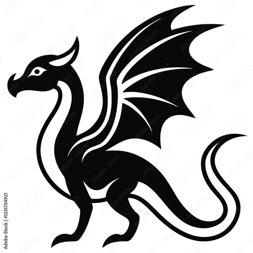 Fototapeta premium The Mythical Dragons From Ancient Lore to Modern Fantasy and Medical Symbolism. dragon vector icon logo