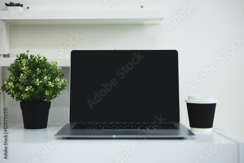 Modern Office Workspace with Tablet, Coffee, and Documents