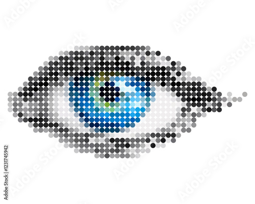 Illustration pattern of dots in the form of a human eye	
