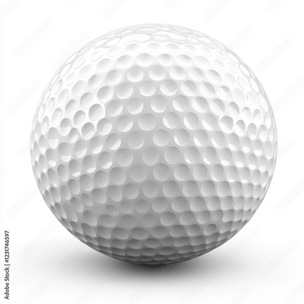 White golf ball with a dimpled surface for aerodynamic flight, isolated on a clean white background White golf ball with a dimpled surface for aerodynamic flight, isolated on a clean white background