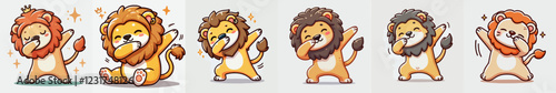 cute lion vector set dancing dubbing