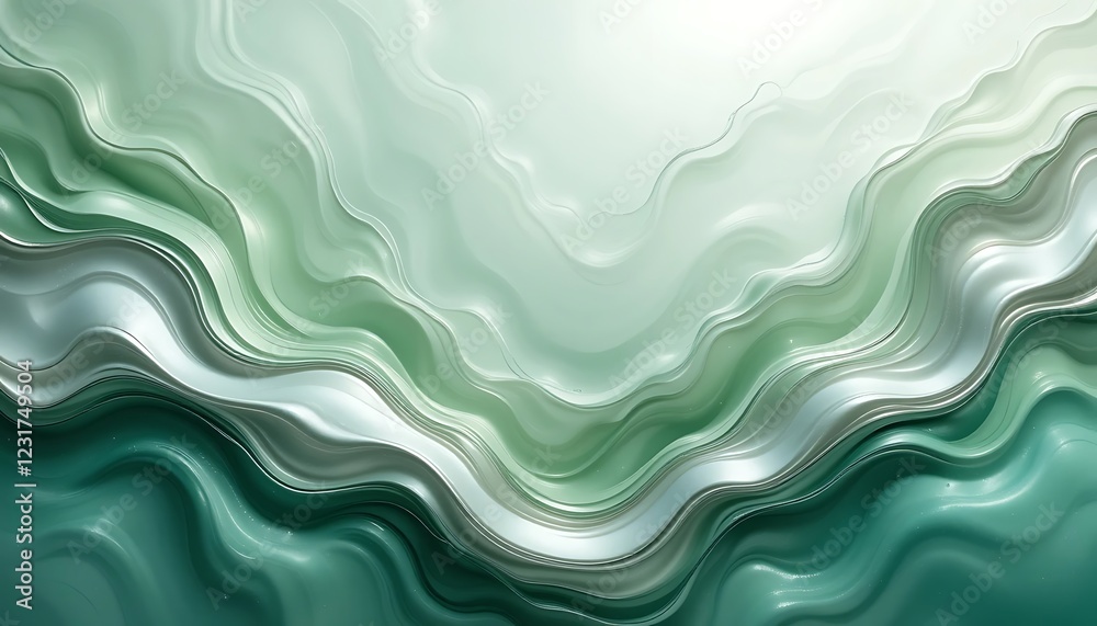 Fototapeta premium Abstract Green Wave Pattern Design Background