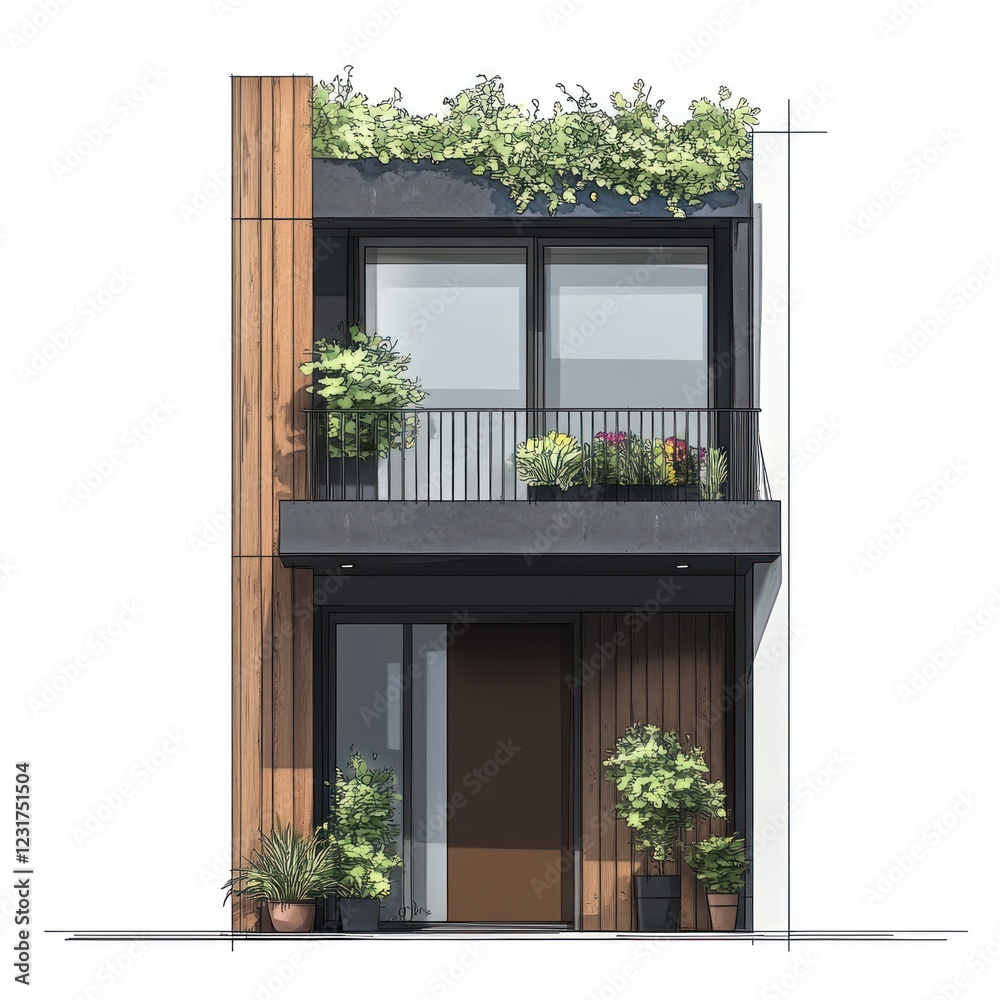 Modern House Exterior Design With Balcony And Greenery Modern House Exterior Design With Balcony And Greenery