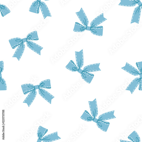 Seamless vector pattern on a white background. Cute polka dot bows. Vector illustration