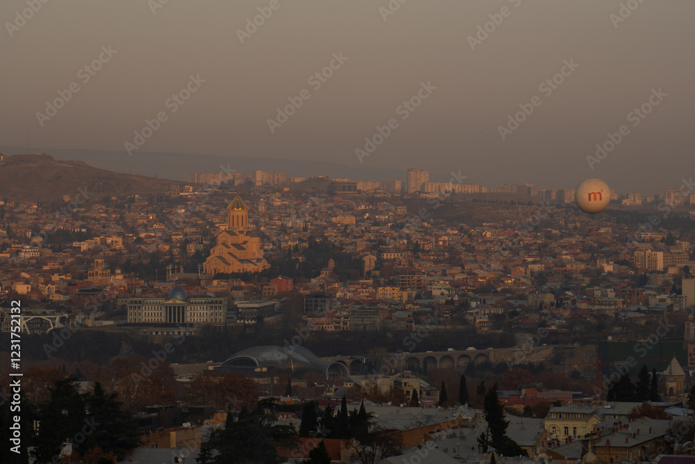 Obraz premium Tbilisi panorama in the evening, Georgia