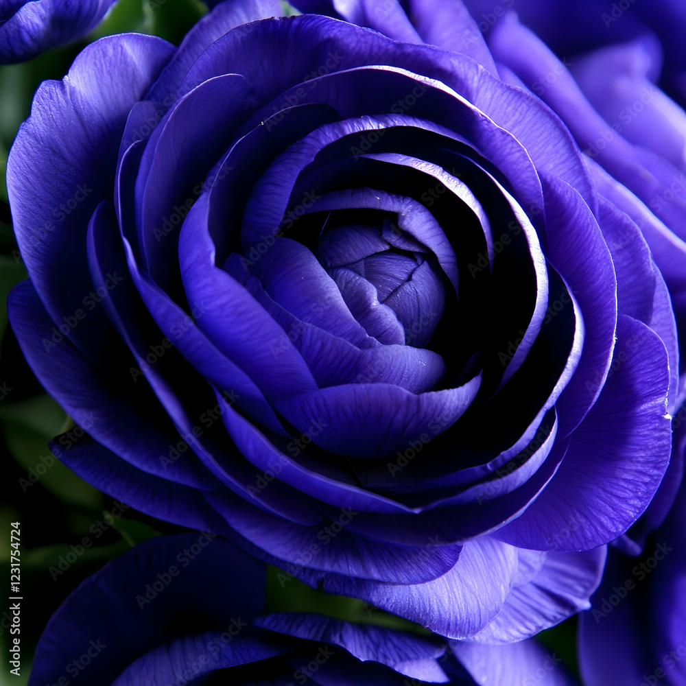 Obraz premium Blue flower blossoming, floral background, decoration