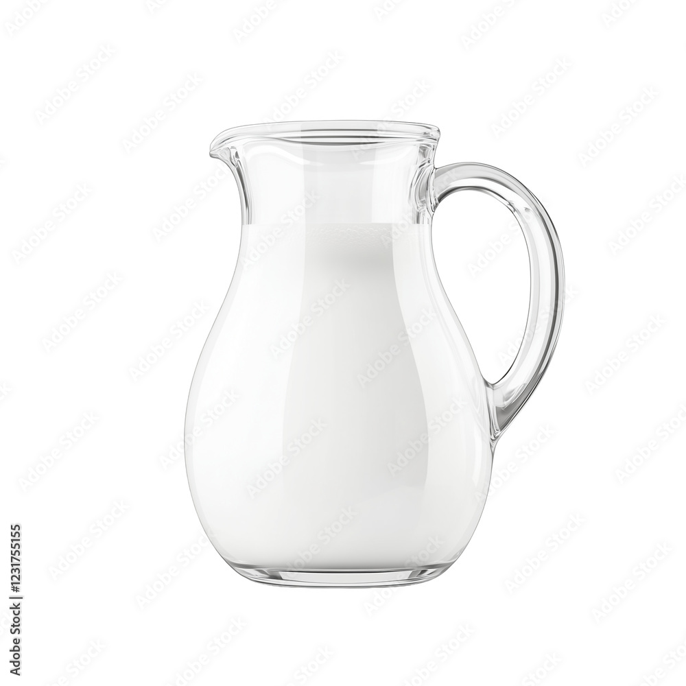 Glass Jug Filled with Fresh Milk Isolated on White and Transparent Background Glass Jug Filled with Fresh Milk Isolated on White and Transparent Background