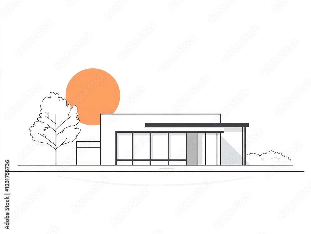 Modern House Architectural Line Drawing Design Modern House Architectural Line Drawing Design