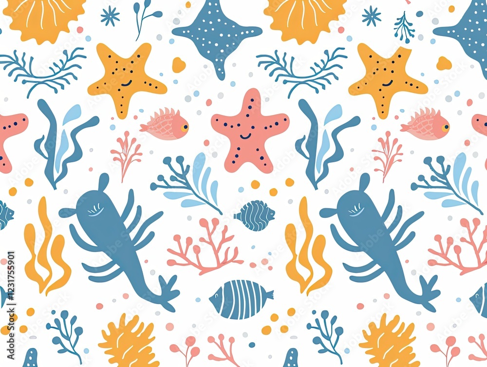 Obraz premium cream food marine animals colorful sea creature field