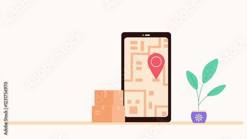 Mobile Map Location Icon for Parcel Delivery Service in Courier, 2D Animation, 4K Resolution for Explainers and Promotional Videos 