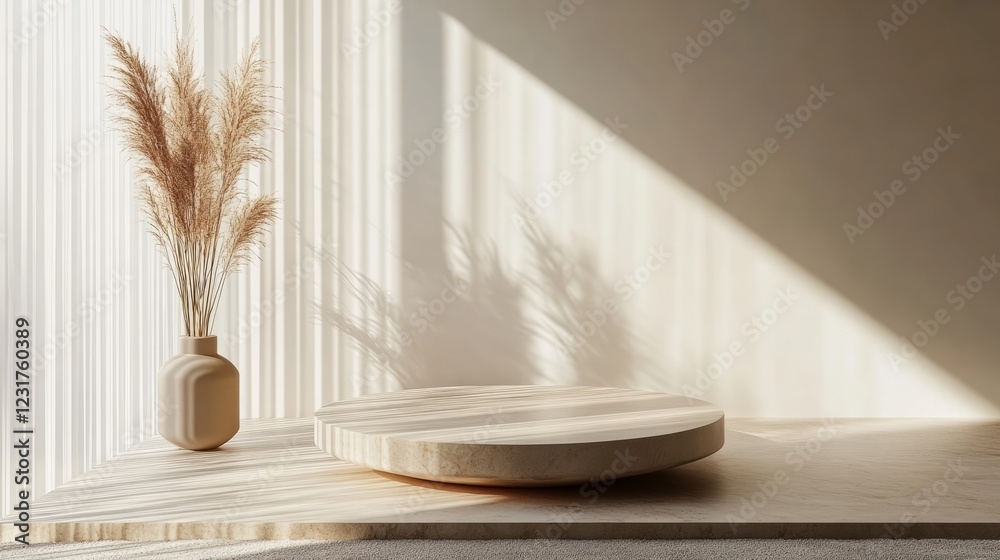 Close-up view of a minimalistic podium with smooth surfaces, showcasing a sleek and modern design, perfect for product display Close-up view of a minimalistic podium with smooth surfaces, showcasing a sleek and modern design, perfect for product display