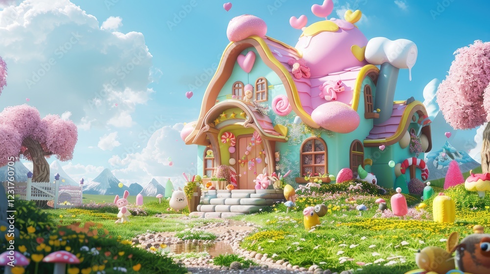 Obraz premium A cute house made of candy
